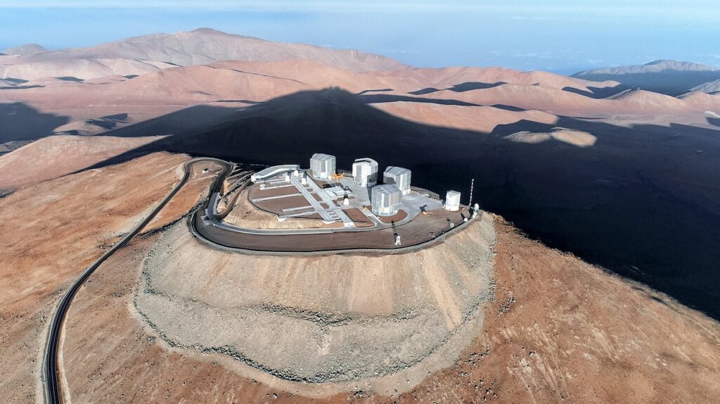 Observatory on mountainous desert terrain